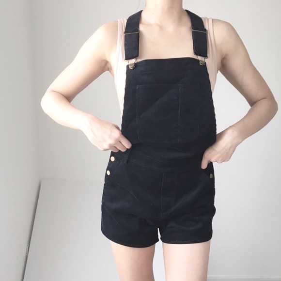 CHICBOMB Pants - LAST 1 ! Pockets Corduroy Overalls Black